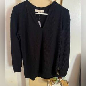 LOFT top brand new black waffle print sz XS